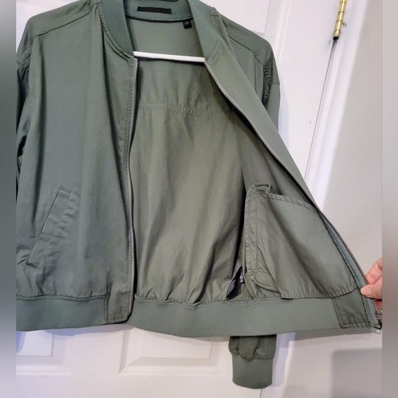 Light Green Cotton Bomber Jacket - Picture 4 of 8